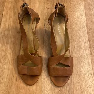 Nine West tan leather wedge, size 8.5